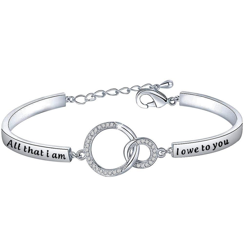 [Australia] - TIIMG Mom Bracelet All That I Am I Owe to You Wedding Gift Mother of Groom Gift from Daughter Or Son 