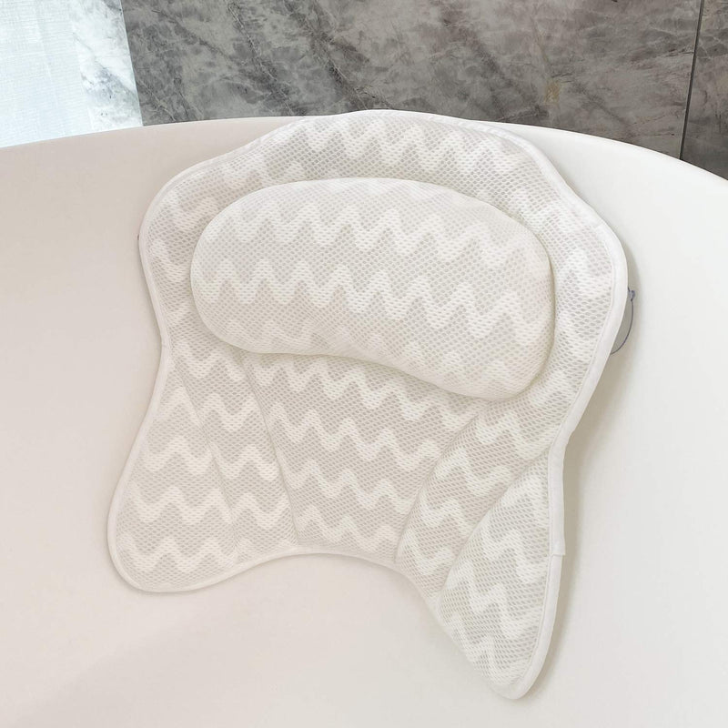 [Australia] - AEROiVi Bath Pillows for Tub Neck and Back Support, Bathtub Pillow with Headrest Cushion, 6 Non Slip Suction Cups 