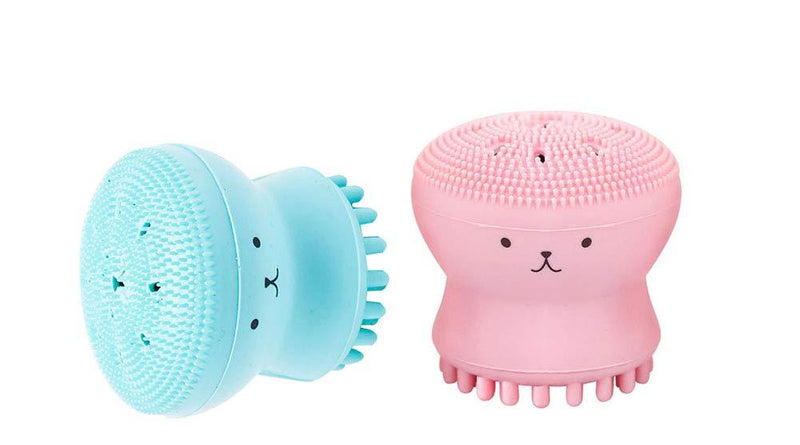 [Australia] - WOIWO 2 PCS Manual Small Octopus Jellyfish Silicone Face Brush Baby Shampoo Brush Silica Gel Facial Cleanser Multifunctional Silica Gel Facial Cleanser 