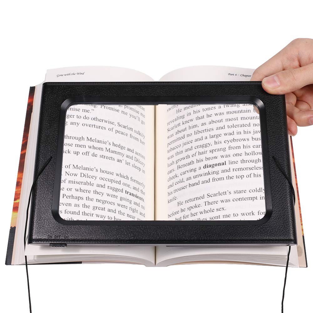 [Australia] - Large Full-Page 3X Magnifying Glass Hands-Free Rectangular Magnifier LED Lighted Illuminated Foldable Desktop Portable for Elder Large 