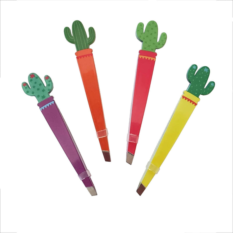 [Australia] - Cute Cactus Tweezer Set (Pack of 4) Slant Tweezers Assorted Set Southwestern Souvenir Gift Tweezer Bundle (Purple, Orange, Pink, Yellow) 4 pack (4 colors) 