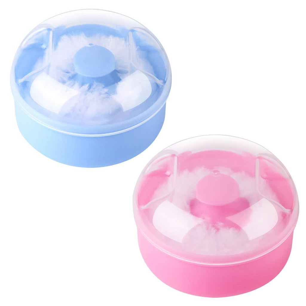 [Australia] - Arroyner 2Pcs Baby Body Cosmetic Powder Puff Body Powder Puff and Container Case (Pink and Blue) (2pcs) 