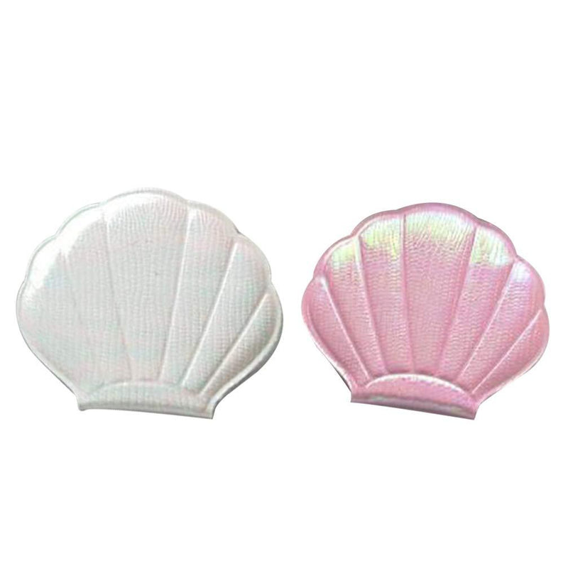 [Australia] - Lurrose 2pcs Compact Mirrors Mini Shell Mirrors Portable Foldable Double Sided Mirrors Travel Makeup Mirrors for Women Girls (White and Pink) 