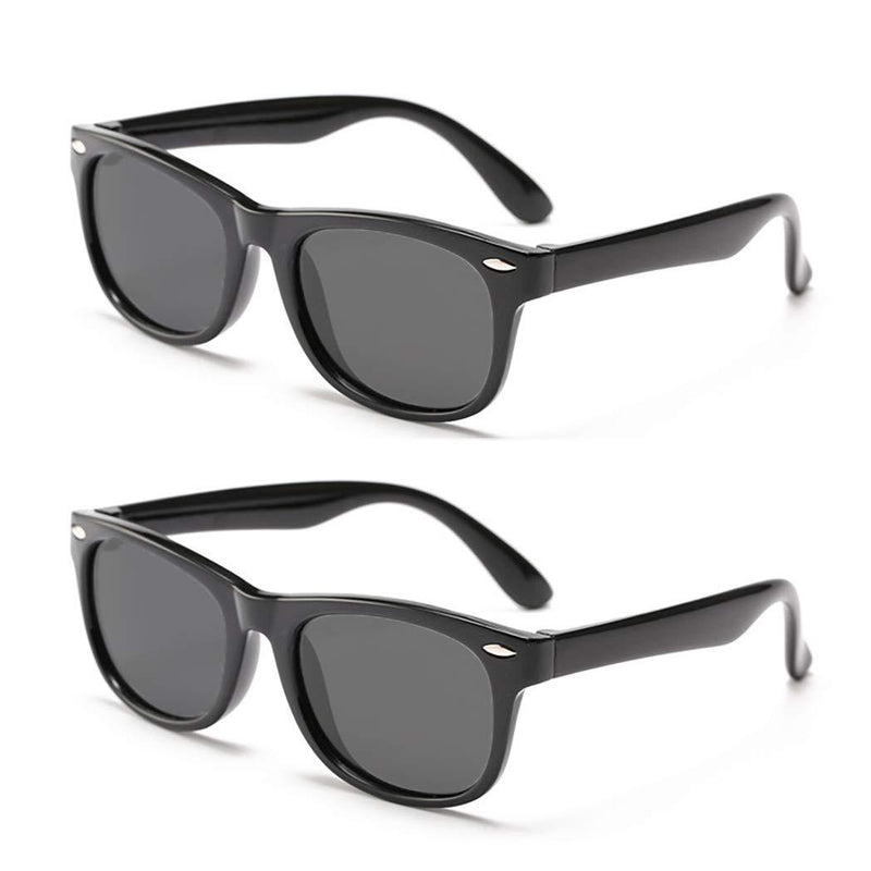 [Australia] - JUSLINK Toddler Sunglasses, Flexible Kids Polarized Sunglasses for Girls Boys and Baby Age 2 to 10 2 Black 