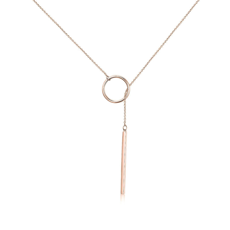 [Australia] - itianxi Gold Tiny Y Shaped Dainty Necklace 18K Gold Plated Cute Bar Vertical Lariat Necklace for Women circle gold 