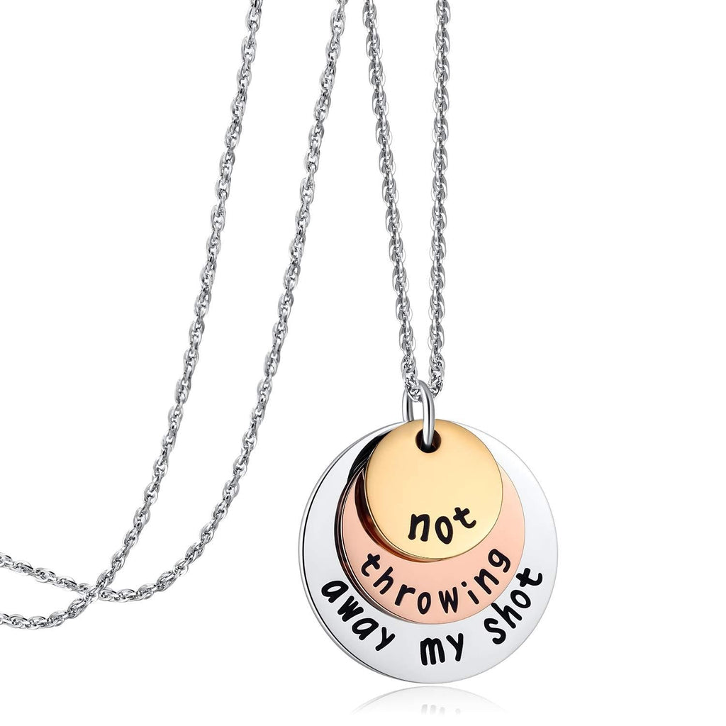 [Australia] - Ukodnus Not Throwing Away My Shot Tri-Layer Necklace for Teen Girls Hamilton Gifts Broadway Musical Inspired Jewelry (Necklace) 