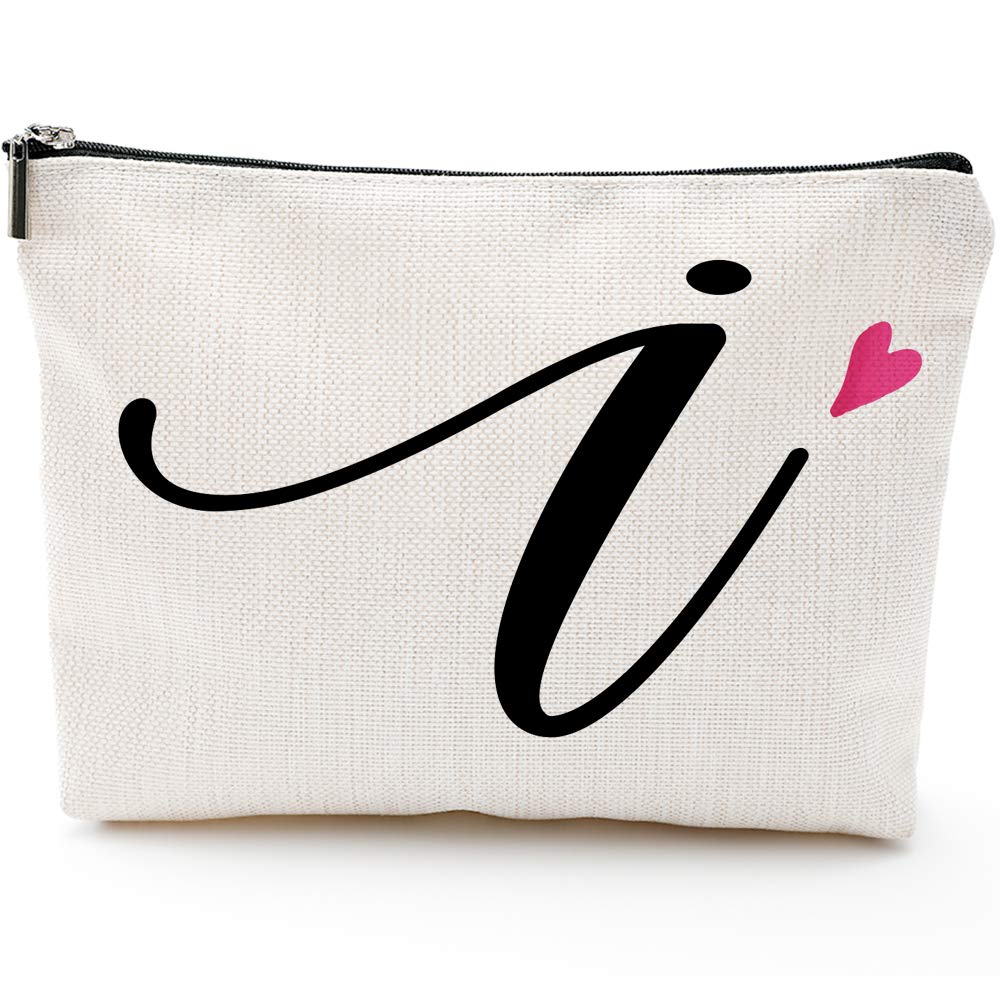 [Australia] - I Initial Monogram Personalized Travel Makeup Bag,Cosmetic Bag Pencil Pouch Gifts with Zipper Waterproof(Makeup bag-Letter I) 