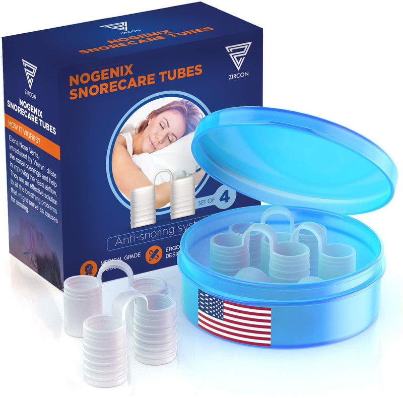 [Australia] - Zircon Set of 4 Nose Vents to Ease Breathing - Anti Snoring - No Side Effects - Advanced Design - Reusable - Includes Travel Case 