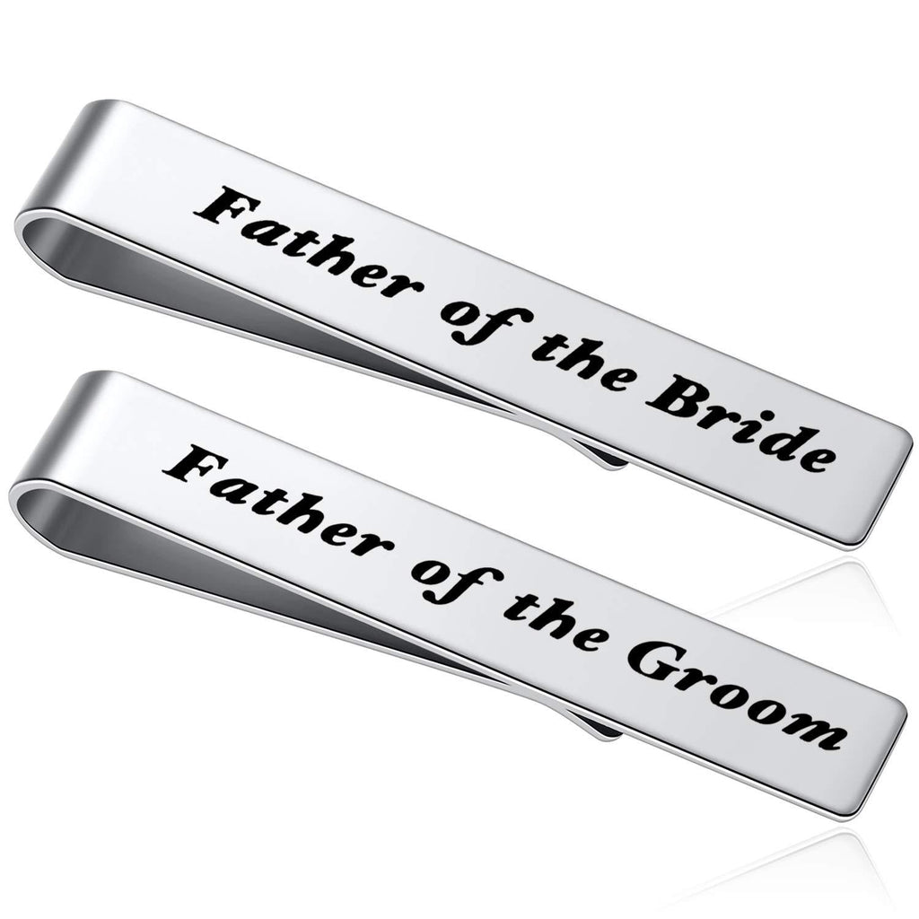 [Australia] - Hazado 2PC Father of The Bride Gift Father of The Groom Tie Clip Father in Law Tie Bar Set Dad Gift for Wedding 