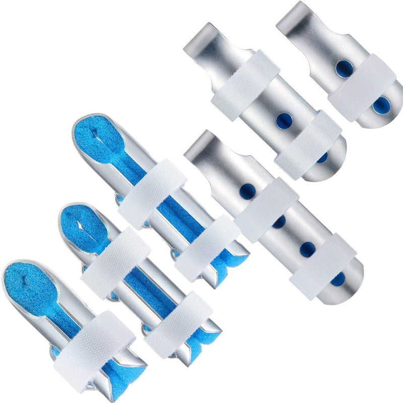 [Australia] - 6 Pieces Finger Splints Metal Finger Support Finger Stabilizer for Adults and Children Finger Knuckle Joint Fixation, 3 Sizes (Blue) Blue 