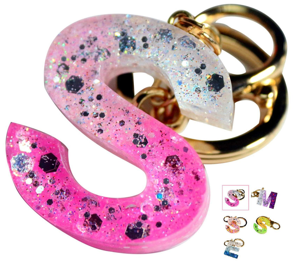 [Australia] - Cute Initial Keychain A-Z Letter Sparkly Glitter Key Chain Premium Bag Charm Keychain Accessories for Women S keychain 1-pink 