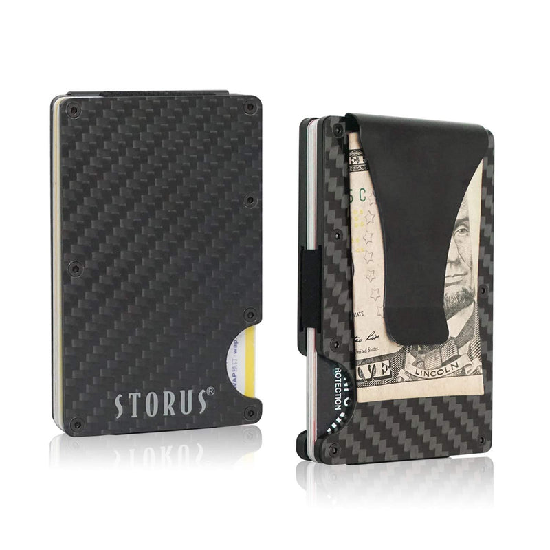 [Australia] - Storus Smart Wallet | Carbon Fiber RFID Blocking Card Holder Money Clip | Minimalist Slim Pocket Wallet for Men 