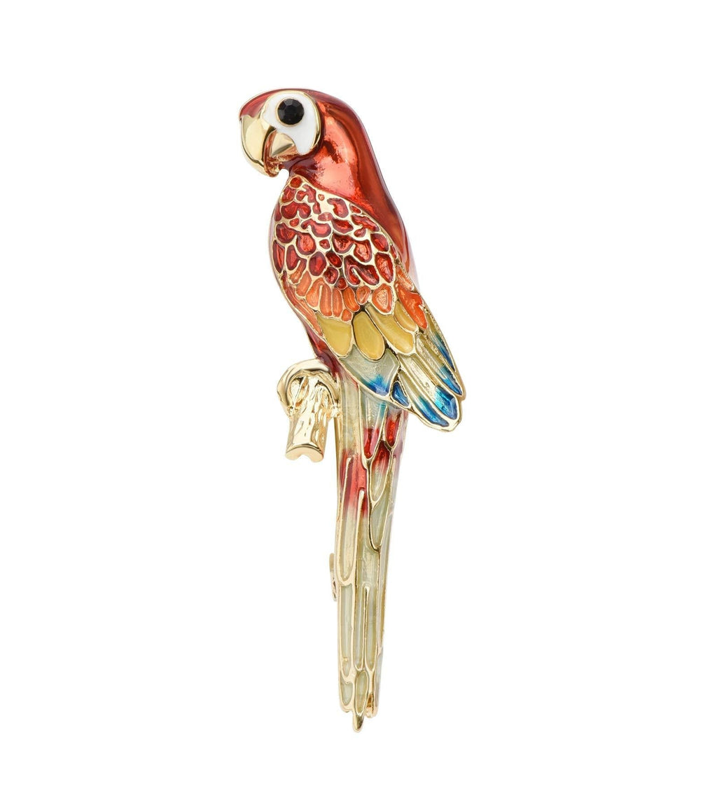[Australia] - YYBONNIE Vintage Multicolor Hand-Painted Enamel Crystal Parrot Bird Brooch Pin Lapel Pins Breastpin Broach Custom Jewelry for Women Men Gift Red 