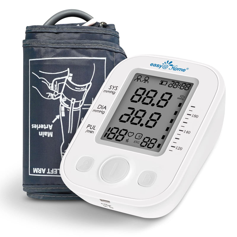 [Australia] - Easy@Home Digital Blood Pressure Monitor Upper Arm with Pulse Rate Indicator, Accurate Automatic BP Machine with Large Cuff,2 User Individual Memory, EBP-020 