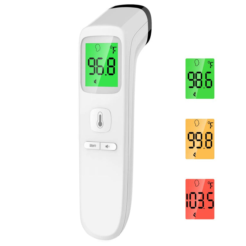 [Australia] - Forehead Thermometer, Baby and Adults Thermometer with Fever Alarm, LCD Display and Memory Function, Ideal for Whole Family (White) White 
