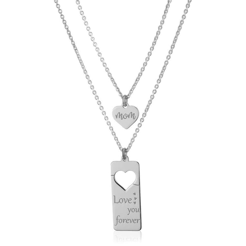 [Australia] - Vanbelle Sterling Silver Jewelry Mother and Daughter Set of Two Necklace with Rhodium Plating for Women and Girls 