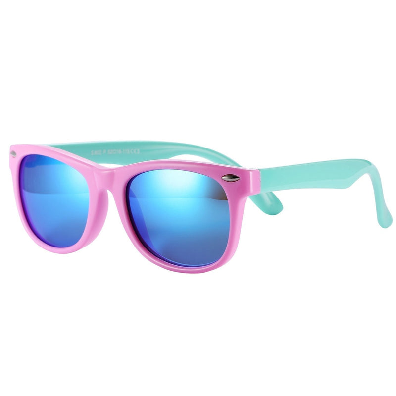 [Australia] - Pro Acme TPEE Rubber Flexible Kids Polarized Sunglasses Age 3-10 A1 Pink Frame/Blue Mirrored Lens Extra Small/42 Millimeters 