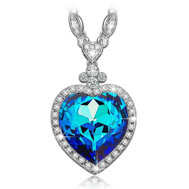 [Australia] - LADY COLOUR Jewelry Gifts for Mom Gifts for Girls Women Necklace Blue Heart Crystal Necklace Jewelry Christmas Birthday Gifts Romantic Gifts Present for Her Girls Girlfriend Wife Couple Gifts Necklace for women 