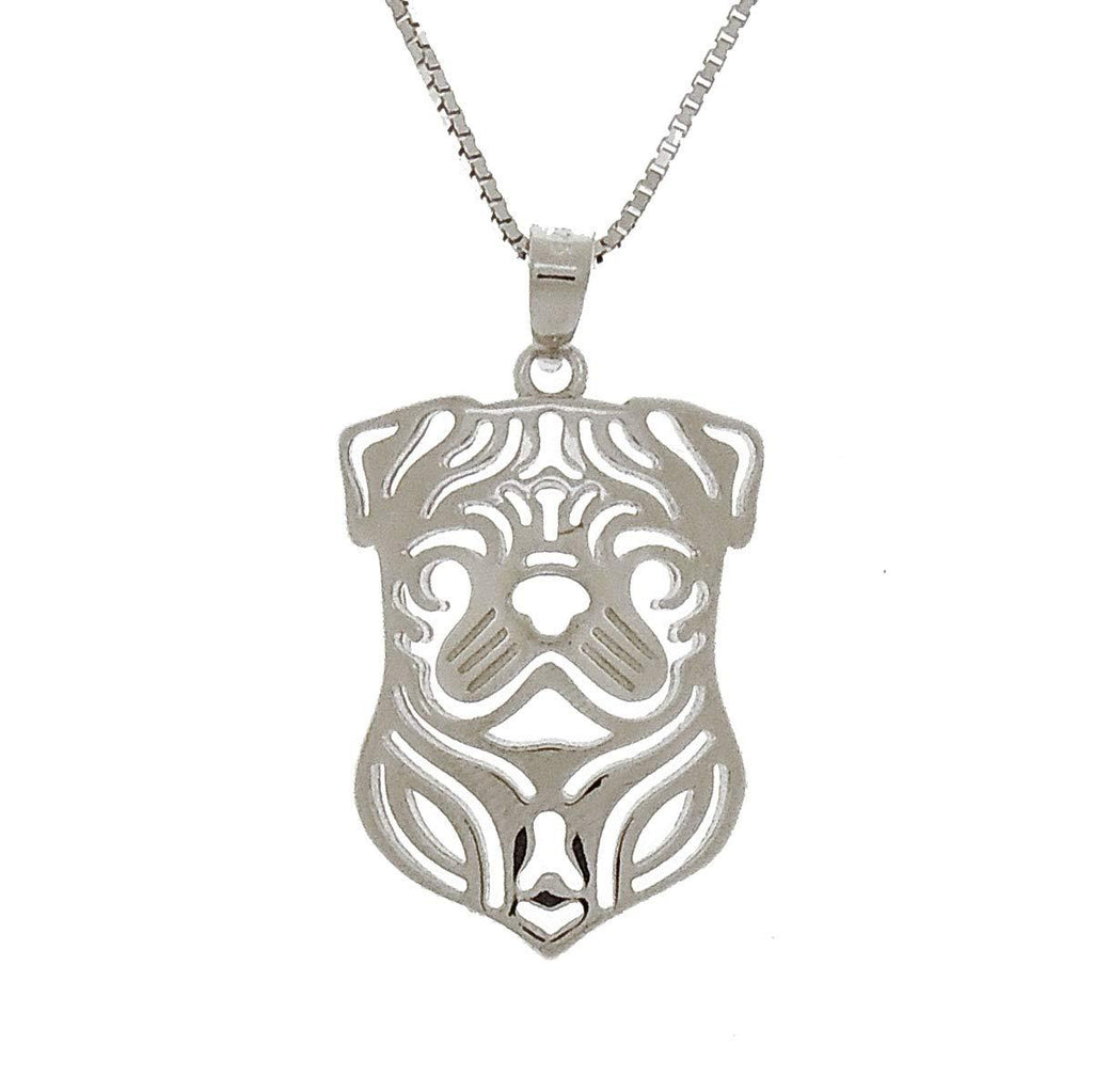 [Australia] - Pug Dog Sterling Silver Necklace Dangle Earrings Set by Ginger Lyne Puppy Dog Pet Pendant Box Chain Doggie Animal Paw Print Heart Jewelry for Pit Mom Women Girls Teens 