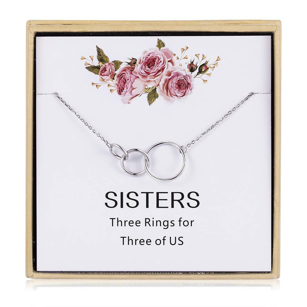 [Australia] - 3 Sisters Necklace - 925 Sterling Silver Three Circles Friendship Sister Necklace For Women Girls 