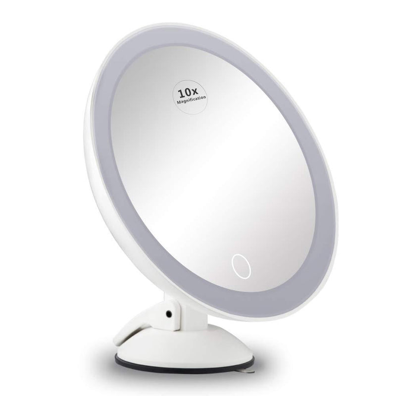[Australia] - 10X Magnifying Mirror with Lights,Lighted Magnifying Makeup Mirror with Lights Led Lighted Makeup Mirror with Touch Sensor,Dimmable,Powerful Suction Cup,360°Rotation for Travel Home 