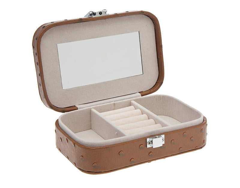 [Australia] - Philip Whitney Jewelry Box Organizer Jewelry Travel Storage Case for Rings Earrings Necklaces - Ostrich Tan 