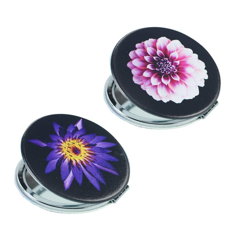 [Australia] - Lizimandu Metal Compact Mirror Set of 2-3X Magnifying Makeup Mirror - Perfect for Purses - Travel - 2-Sided with 3X Magnifying Mirror and 1X Mirror(Flower Set3) 2-flower Set3 