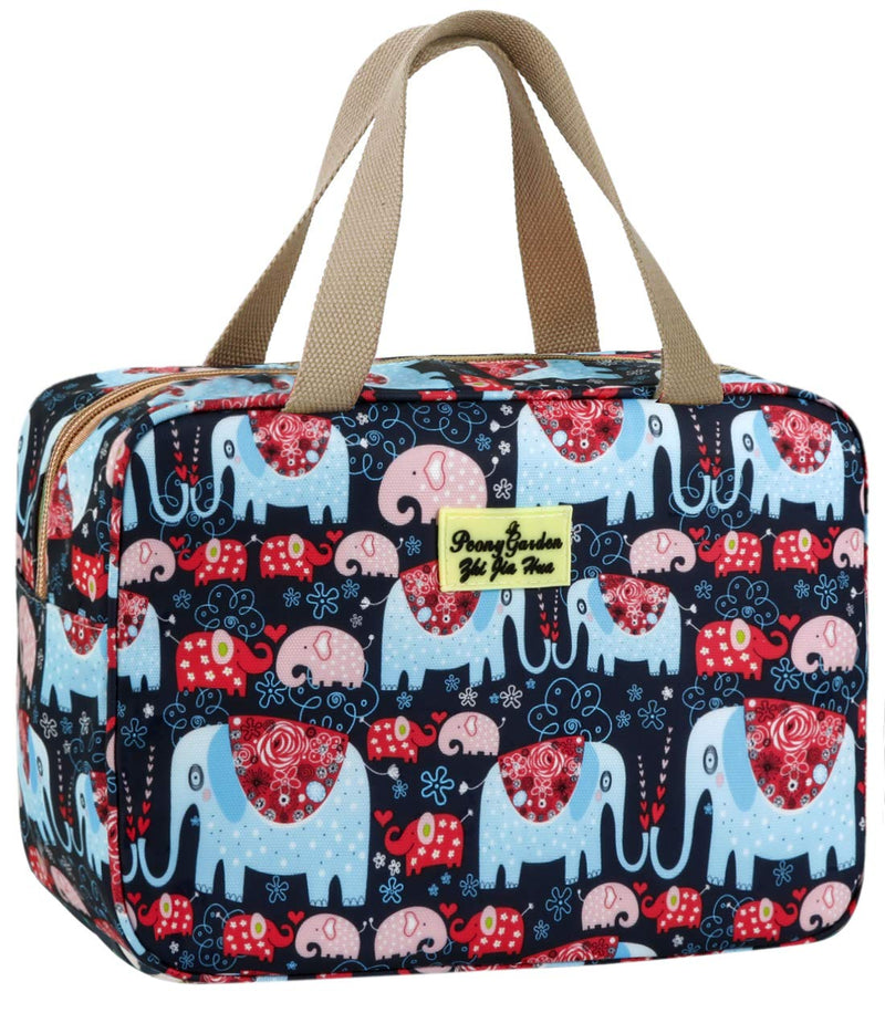 [Australia] - Toiletry Bag for Women Cosmetic Bag Large Toiletry Bag Navy Rose Toiletry Kit Leakproof Toiletry Bag for Girls Make Up Bag Floral Cosmetic Case (11.8L×5.1W×7.8H, Elephant) 