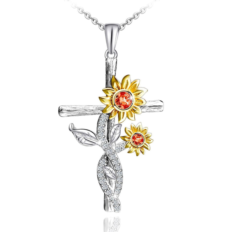 [Australia] - Distance Sunflower Necklace for Women 925 Sterling Silver You are My Sunshine Necklace Jewelry Gifts for Women Girls Mom Wife 