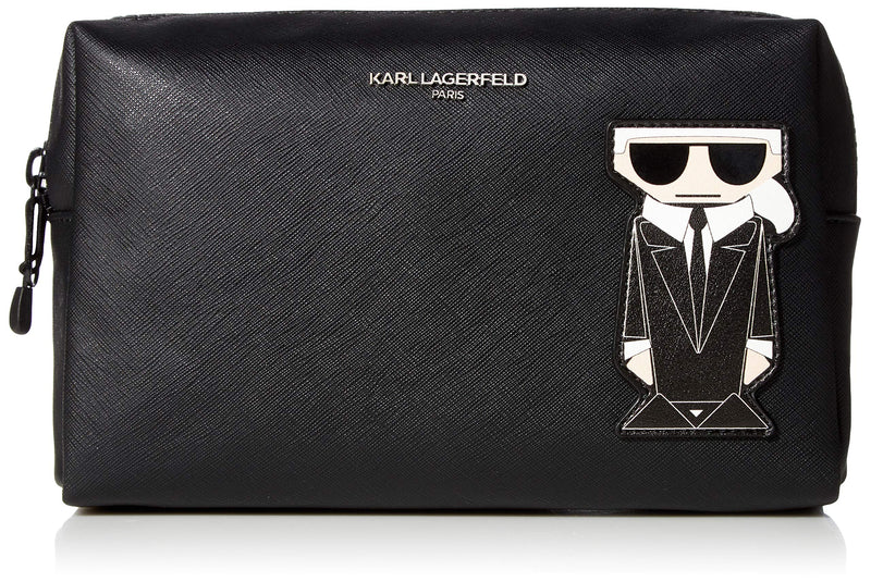 [Australia] - Karl Lagerfeld Paris Cosmetic Bag One Size Black/Black/Silver 