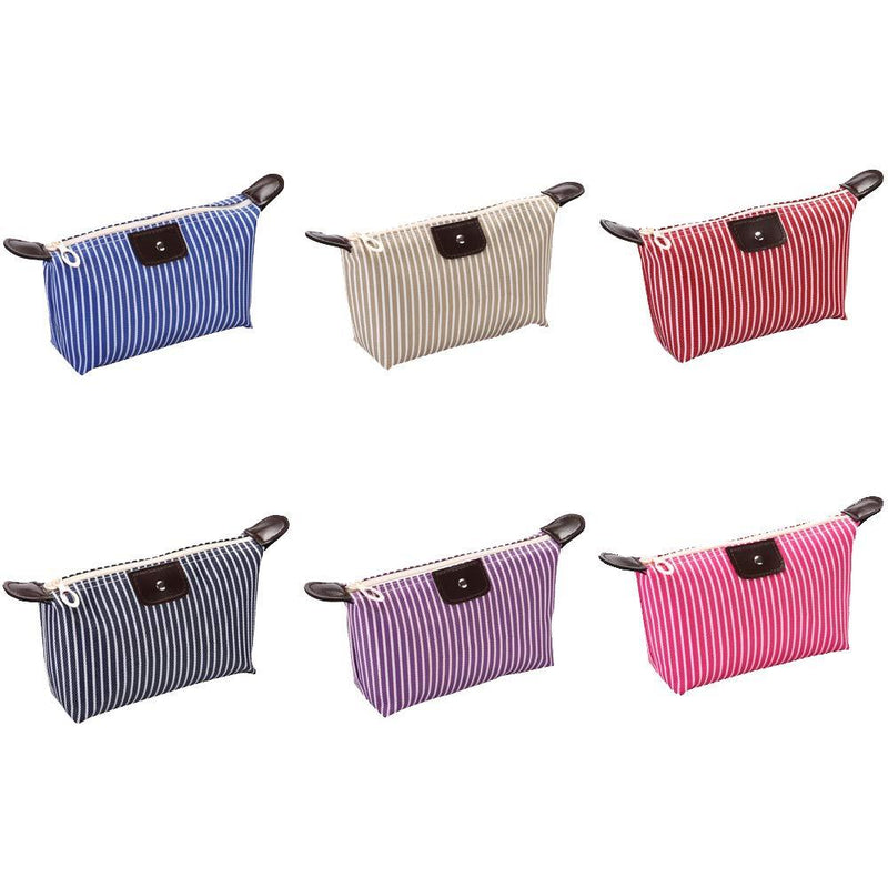 [Australia] - USUNQE Pack of 6 Striped Cosmetic bag Makeup Organizer with Zipper for Travel Home Outdoor 