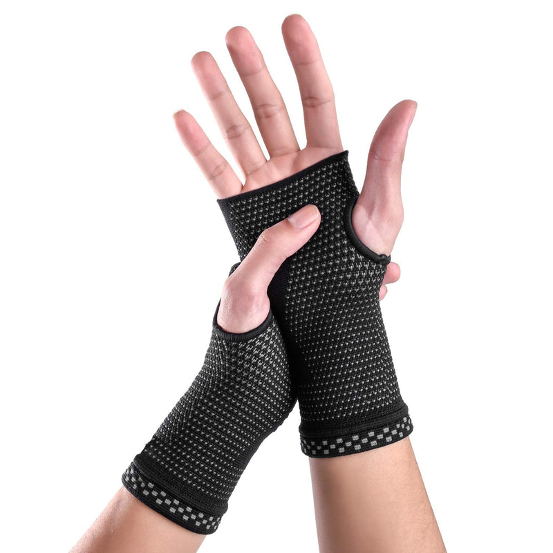 [Australia] - ABYON Wrist Compression Sleeves (Pair) for Carpal Tunnel and Pain Relief Treatment,Wrist Support for Women and Men.Breathable and Sweat-Absorbing carpal tunnel wrist brace Black Large 