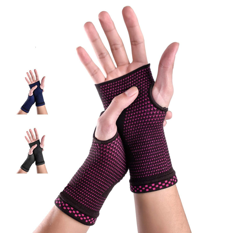 [Australia] - ABYON Wrist Compression Sleeves (Pair) for Carpal Tunnel and Pain Relief Treatment,Wrist Support for Women and Men.Breathable and Sweat-Absorbing carpal tunnel wrist brace Pink Small 