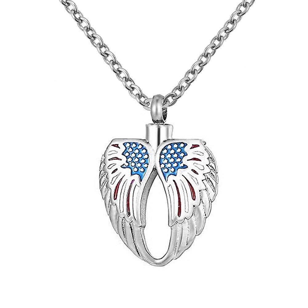 [Australia] - JewelryHouse Angel Wings Urn Necklace of Ashes Cremation Jewelry Keepsake Memorial Stainless Steel Jewelry 