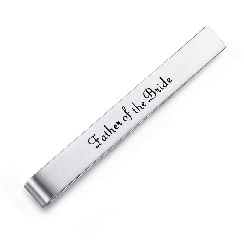 [Australia] - HONEY BEAR Mens Wedding Marriage Tie Clip Bar Normal Size Gift 5.4cm Silver Father of the Bride 