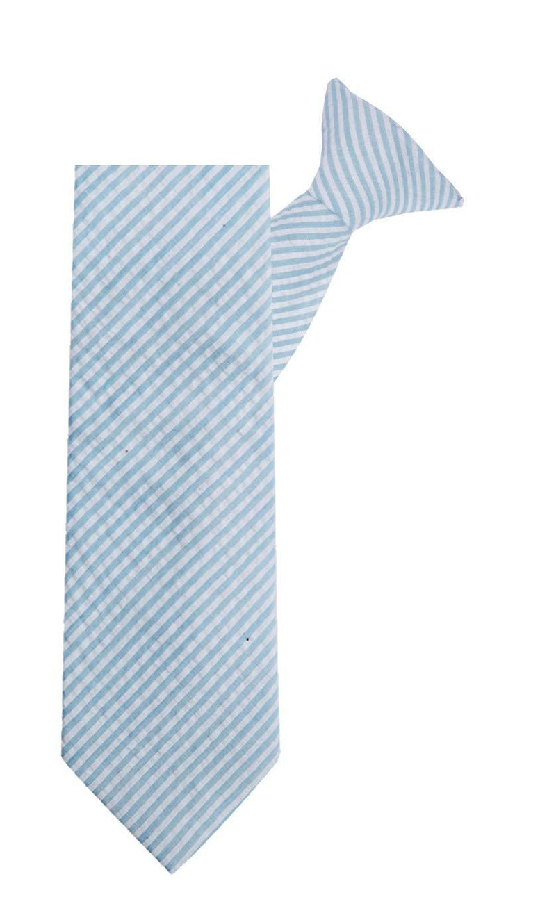 [Australia] - Jacob Alexander Boys' 14 inch Clip-On Seersucker Striped Pattern Neck Tie Baby Blue 