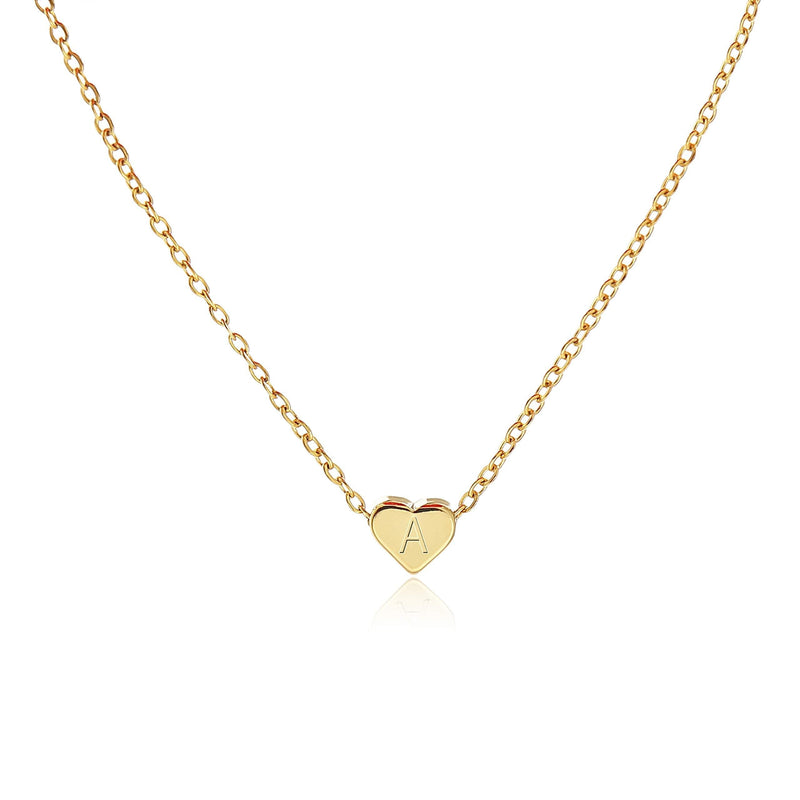 [Australia] - Tiny Heart Initial Gold Necklace Personalized 26 Letters Pendant Necklace Gifts for Women Girls A 