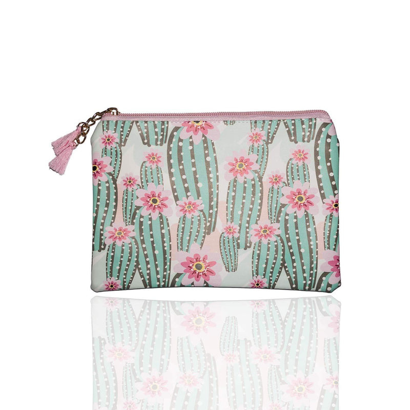 [Australia] - Cosmetic PU Pouch Travel Toiletry Bag Coin Purse with Zipper Tassel (Cacti) Cacti 