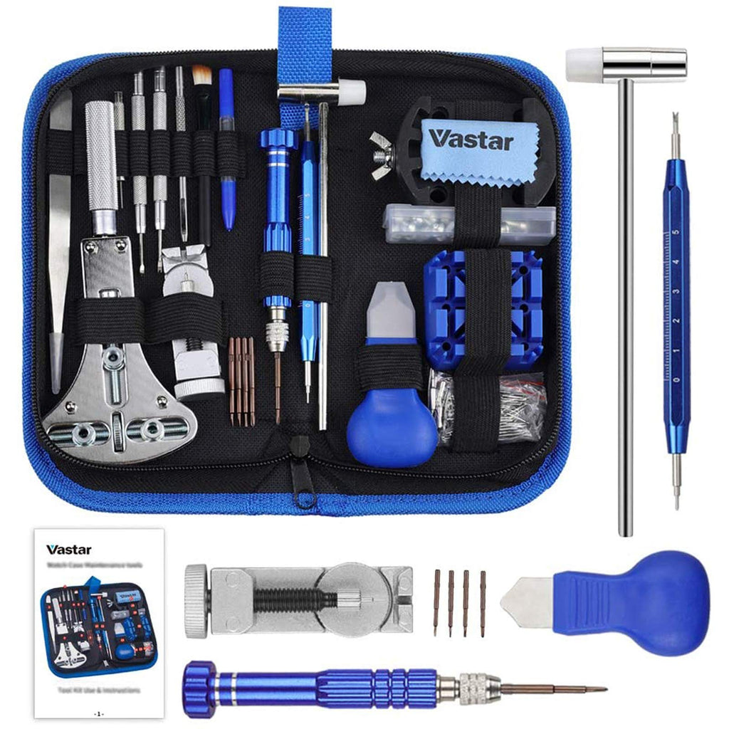 [Australia] - Vastar 177 PCS Watch Repair Tool Kit, Watch Band Link Tool Set, Case Opener Spring Bar Tools with Carrying Case and User Manual 