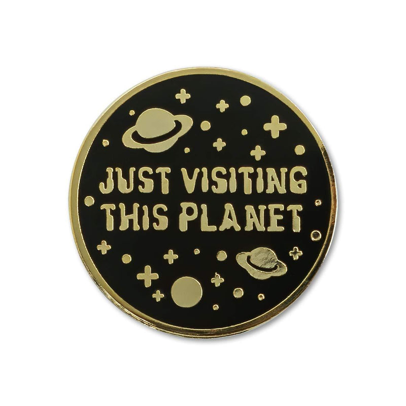 [Australia] - EvolveFISH Just Visiting This Planet Lapel Pin - [1" Diameter] 