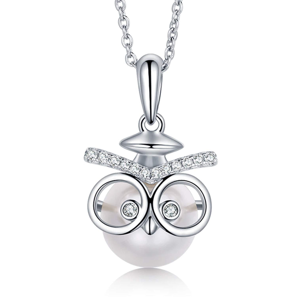 [Australia] - Graduation Gifts for Her Owl Necklace Made with Swarovski Pearls Graduation Gifts for High School College Graduates White Owl Necklace 