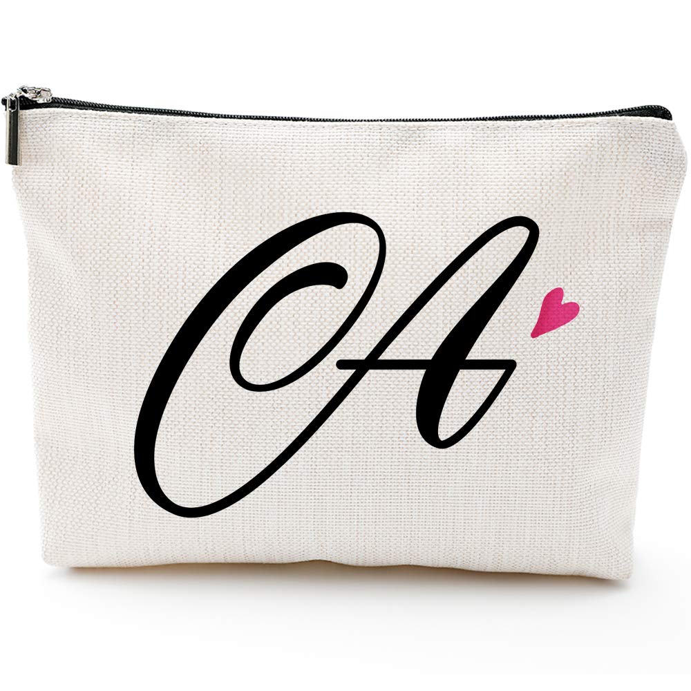 [Australia] - A Initial Monogram Personalized Travel Makeup Bag,Cosmetic Bag Pencil Pouch Gifts with Zipper Waterproof(Makeup bag-Letter A) 