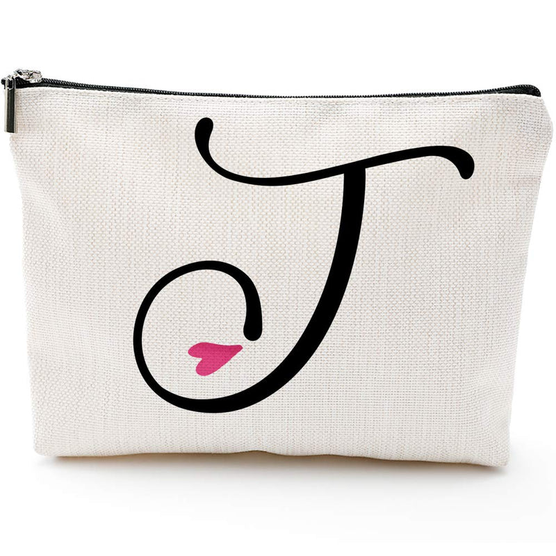 [Australia] - J Initial Monogram Personalized Travel Makeup Bag,Cosmetic Bag Pencil Pouch Gifts with Zipper Waterproof(Makeup bag-Letter J) 