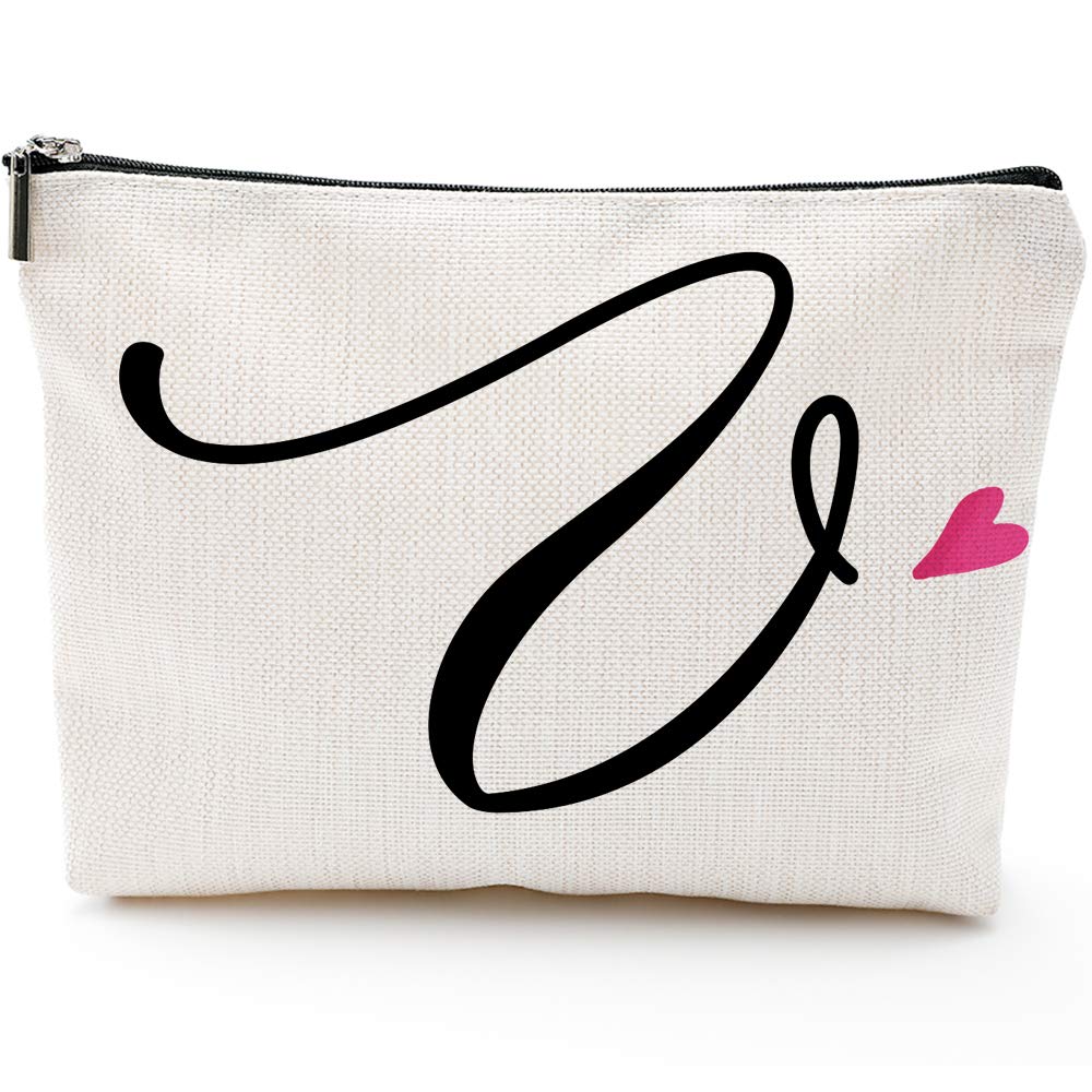 [Australia] - V Initial Monogram Personalized Travel Makeup Bag,Cosmetic Bag Pencil Pouch Gifts with Zipper Waterproof(Makeup bag-Letter V) 