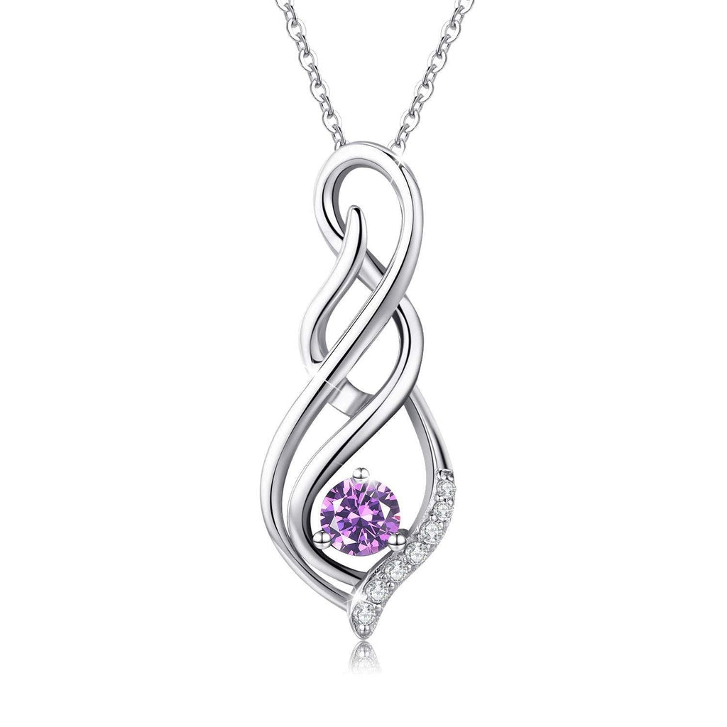 [Australia] - AOVEAO Infinity Necklace for Women S925 Sterling Silver Infinity Jewelry I Love You Forever Pendant Necklace Gifts for Women 18+2 Inch with Gift Box Purple 