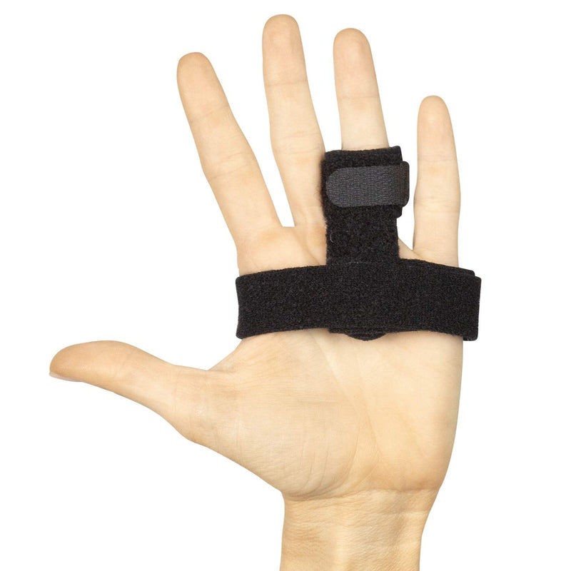 [Australia] - Vive Trigger Finger Splint Brace - Middle, Pinky, Pointer, Ring and Thumb Support - Palm Strap Included - Straighten Curved or Broken Fingers - Adjustable, Breathable Fit - Aluminum Pain Relief Guard Black 