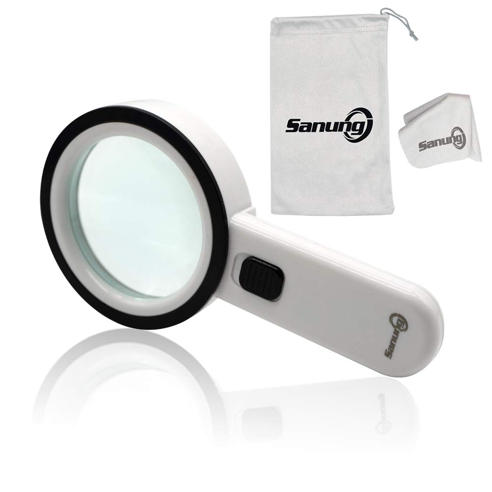 [Australia] - Sanung Handheld Portable 30X Magnifier with 12 pcs White LED Lights Aided Identification Observation for Diamond Jewelry Stamps Works of Art Gift Packaging 