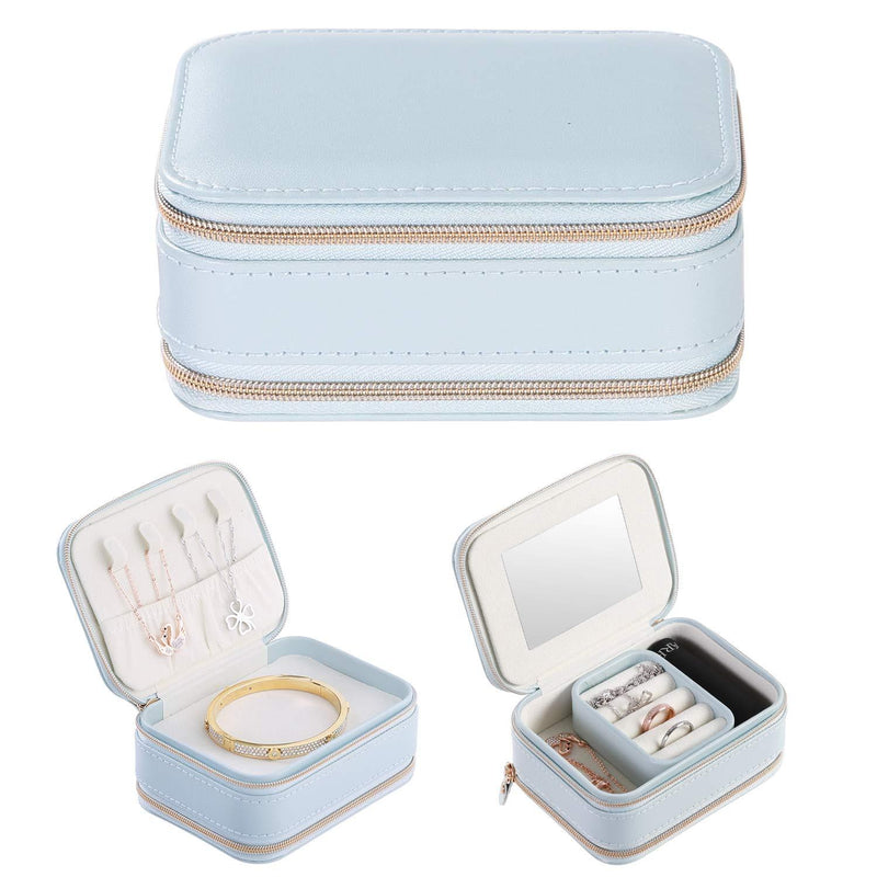 [Australia] - YMHB Jewelry Box, Small Travel Jewelry Box, Portable Display Storage Case Box for Rings Earrings Necklace (Light Blue) 
