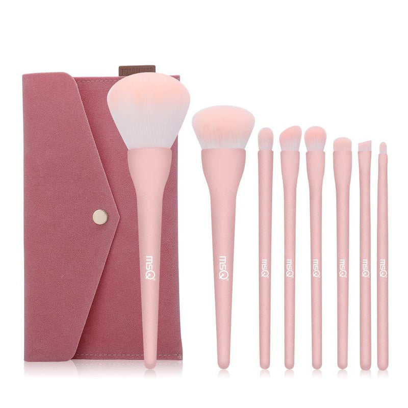 [Australia] - MSQ Make Up Brushes 8Pcs Makeup Brush Set Foundation Brush Blending Brush Eyeshadow Brushes Eye Brushes Set with Bag (Pink) Pink 