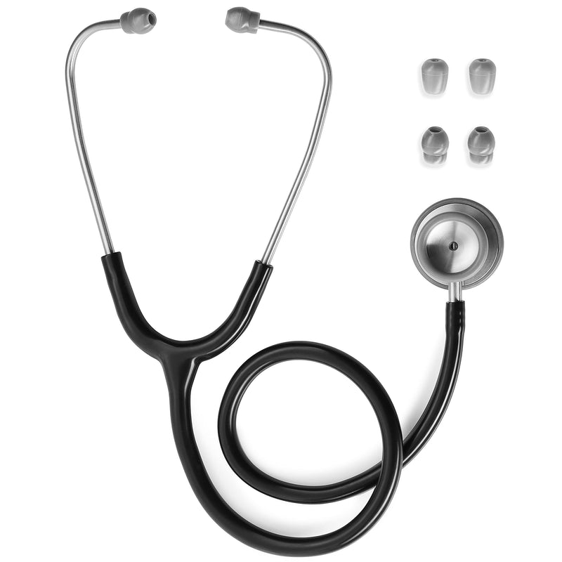 [Australia] - Primacare Stainless Steel Classic Stethoscope | Black Stethoscope with Dual-Head Chestpiece, No-Chill Rings & Ultra-Soft Eartips Premium Medical Supplies for Doctors, Nurses, Students, EMTs 30 Inches 